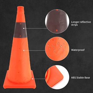 YOJOR 28 Inch Collapsible Traffic Safety Cones 2 Pack, Multi Purpose Pop-up Orange Cones with Reflective Collar for Road Safety, Driving Training, Parking Lots