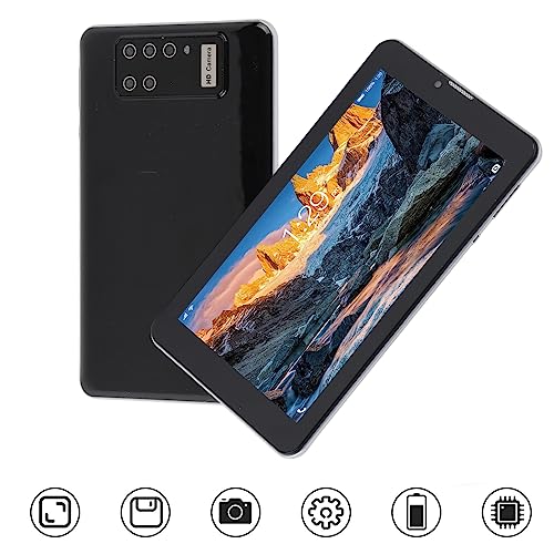 PUSOKEI 7 inch Android Tablet, Octa Core Processor, 4GB RAM 32GB ROM,HD IPS Touch Screen, 5MP Camera, Dual SIM Slot, Bluetooth 5.0, Dual Band WiFi, 6000mAh Battery(Black)