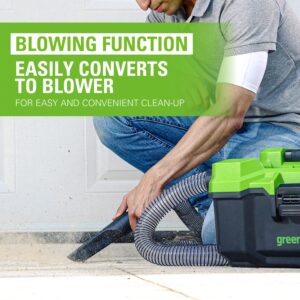 Greenworks 24V Cordless 3Gal Shop Wet/Dry Bare Accessories, Brushless Vacuum Tool Only, Green