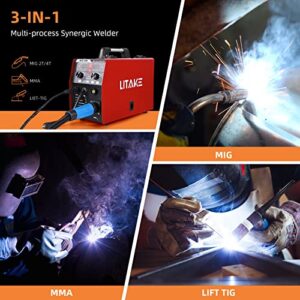 3 in 1 Digital MIG Welder, Towallmark 200Amp 110/220V Dual Voltage Welding Machine，Suitable for MIG(2T/4T)/Lift TIG/Stick