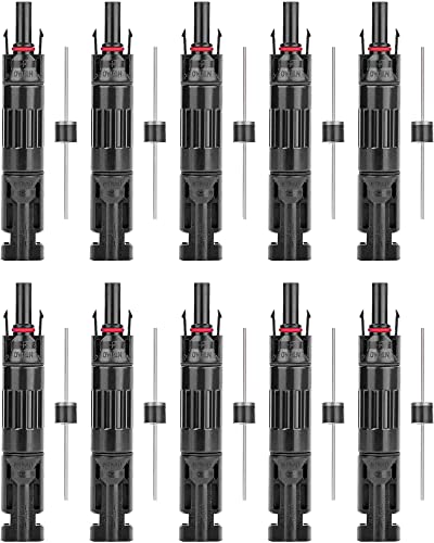 BAITHNA 20A PV Solar Panel Connector Male/Female Built-in Diode Solar Wire Connectors Waterproof Anti-backflow (10 PCS)