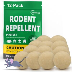 whemoalus rodent repellent peppermint,mouse repellent balls, mice repellent for house,rats deterrent indoor,mint rat repellent for home,peppermint oil to repel mice and rats 12 balls/bag