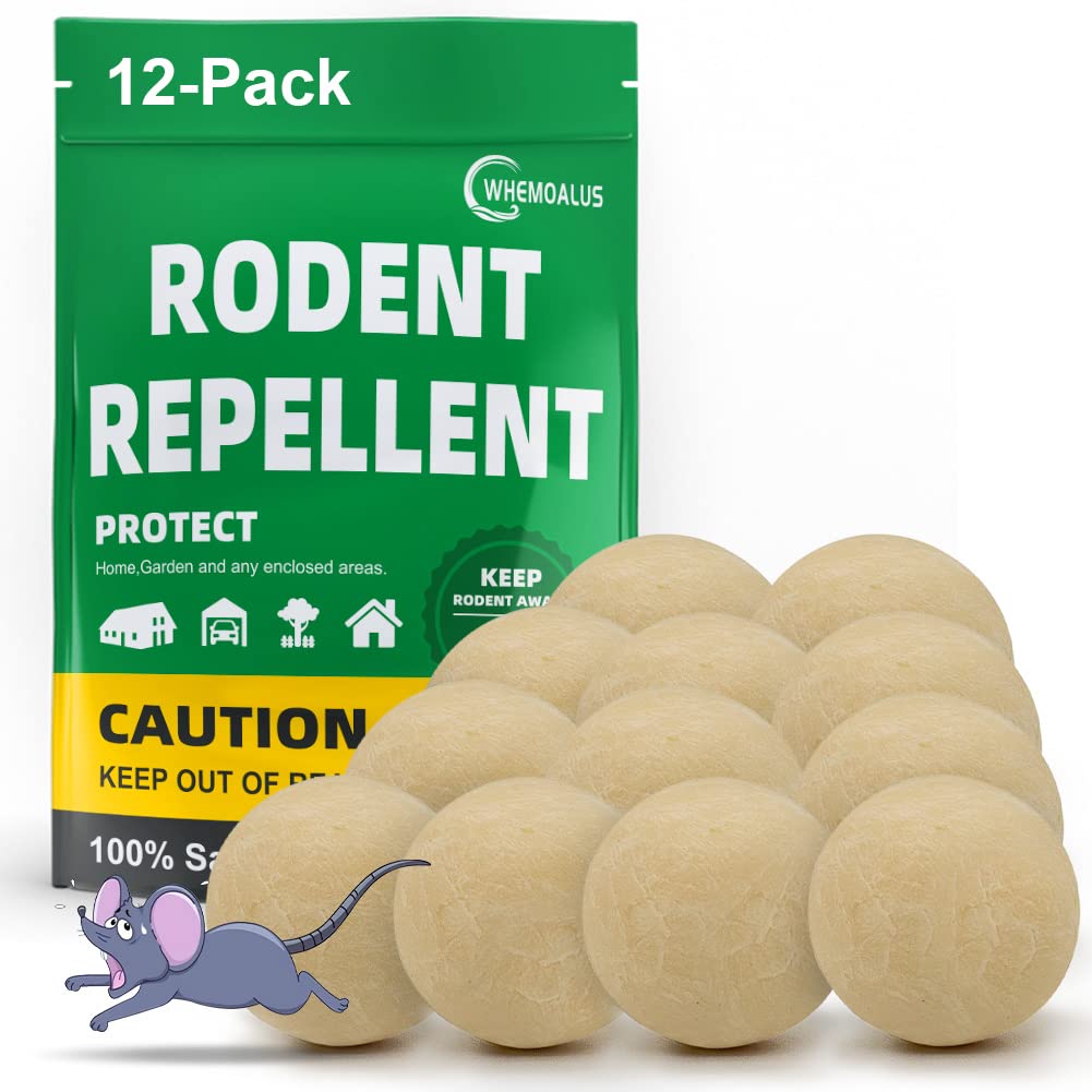 Whemoalus Rodent Repellent Peppermint,Mouse Repellent Balls, Mice Repellent for House,Rats Deterrent Indoor,Mint Rat Repellent for Home,Peppermint Oil to Repel Mice and Rats 12 Balls/Bag