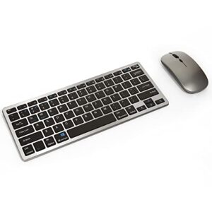 bluetooth wireless keyboard and mouse combo, ultra thin portable multi-device wireless keyboard and mouse combo for windows, computer, ipad, macbook, tablet, laptop, pc,desktop-grey
