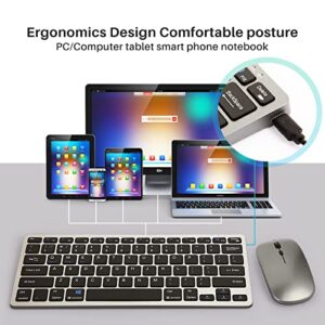 Bluetooth Wireless Keyboard and Mouse Combo, Ultra Thin Portable Multi-Device Wireless Keyboard and Mouse Combo for Windows, Computer, iPad, MacBook, Tablet, Laptop, PC,Desktop-Grey