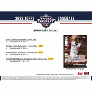 2022 Topps Pro Debut Baseball Hobby Box (24 Packs/8 Cards: 4 Autos)