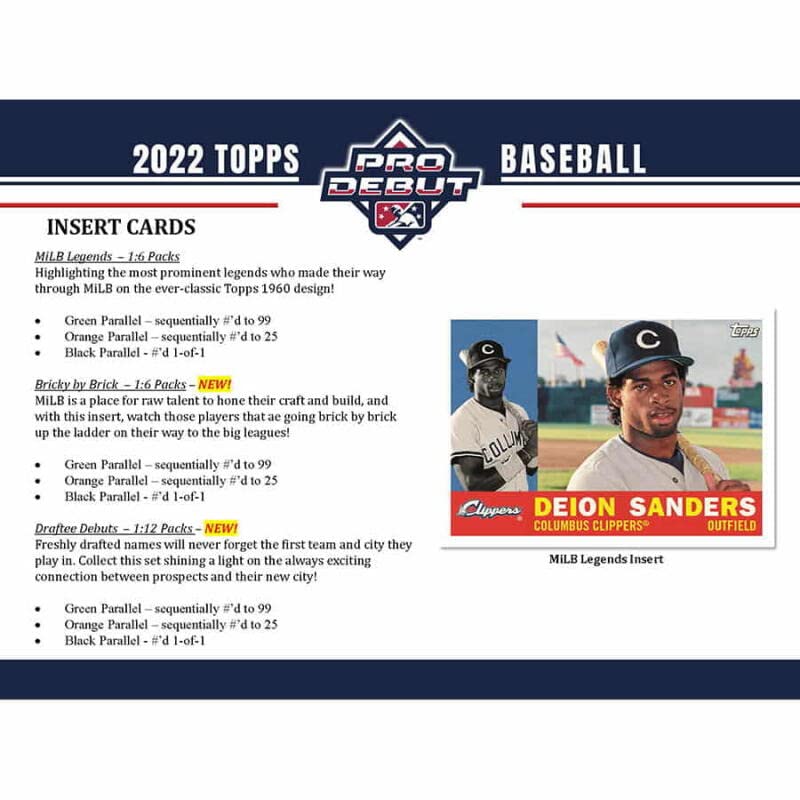 2022 Topps Pro Debut Baseball Hobby Box (24 Packs/8 Cards: 4 Autos)