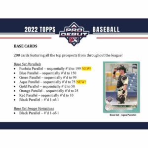 2022 Topps Pro Debut Baseball Hobby Box (24 Packs/8 Cards: 4 Autos)