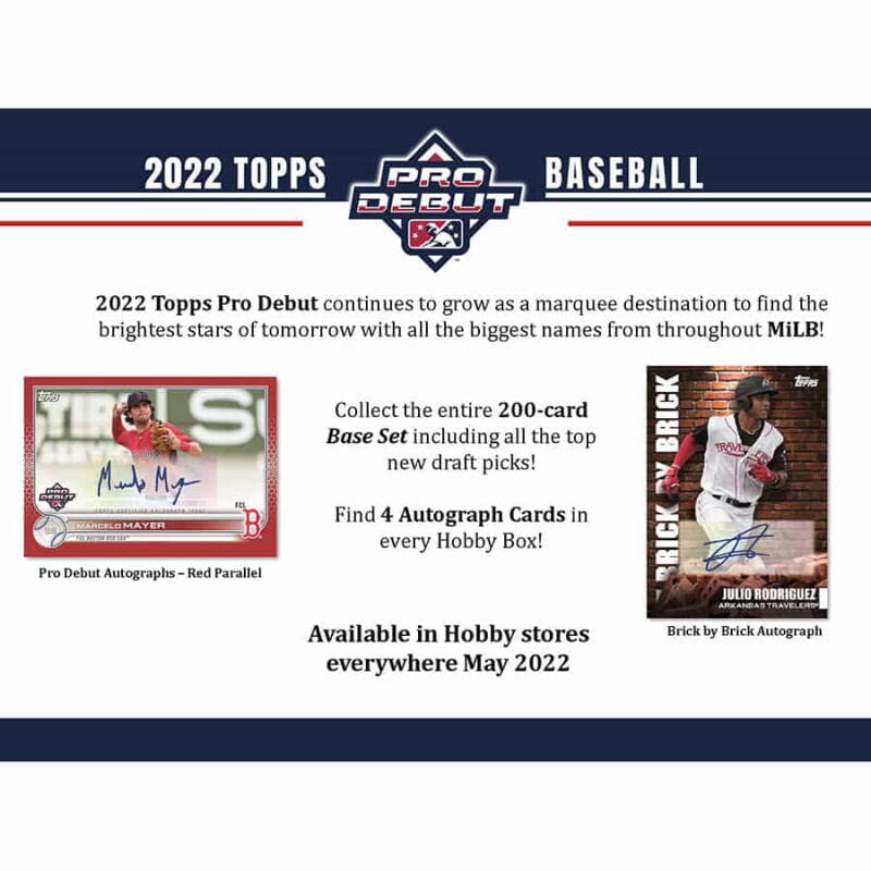 2022 Topps Pro Debut Baseball Hobby Box (24 Packs/8 Cards: 4 Autos)