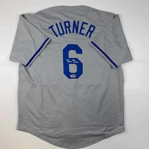 Facsimile Autographed Trea Turner Los Angeles LA Grey Reprint Laser Auto Baseball Jersey Size Men's XL