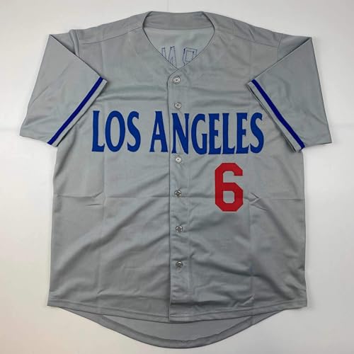 Facsimile Autographed Trea Turner Los Angeles LA Grey Reprint Laser Auto Baseball Jersey Size Men's XL