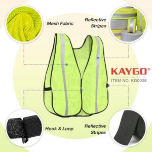 KAYGO Reflective High Visibility Safety Vest, KG0008 Silver Stripe, for Men and Women, Pack of 1(Yellow)