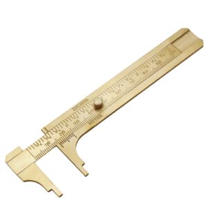 kyuionty brass pocket vernier caliper ruler, sliding gauge mini vernier caliper double scales mm/inch measuring tool (100mm)