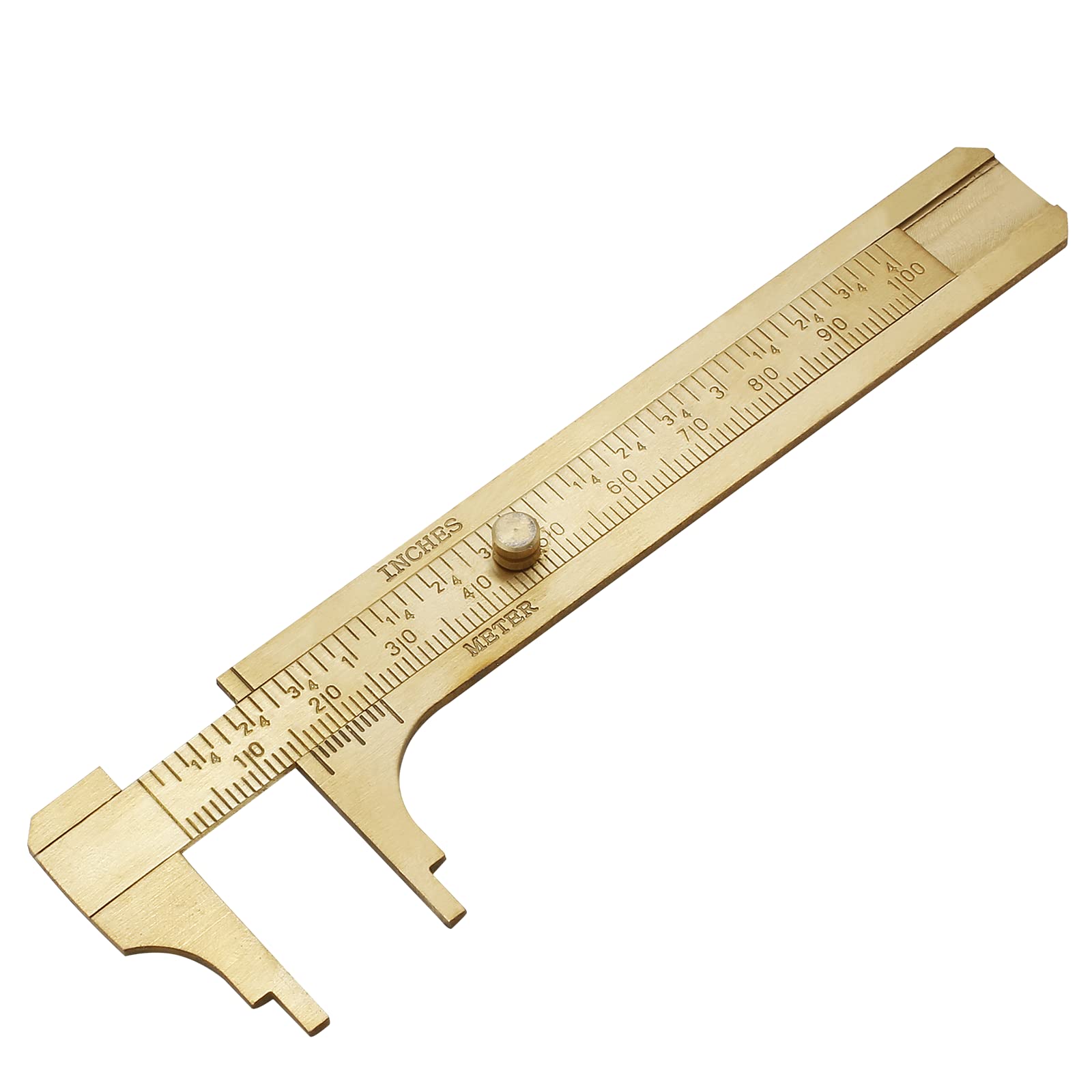 Kyuionty Brass Pocket Vernier Caliper Ruler, Sliding Gauge Mini Vernier Caliper Double Scales MM/Inch Measuring Tool (100mm)