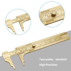 Kyuionty Brass Pocket Vernier Caliper Ruler, Sliding Gauge Mini Vernier Caliper Double Scales MM/Inch Measuring Tool (100mm)