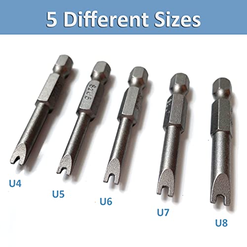 Spanner Screwdriver Bits 5in1 Set U4 U5 U6 U7 U8, SKZIRI 5PCS U-shaped Screwdriver Bit Magnetic Power Tools 1/4" Hex Shank 1/2inch Length