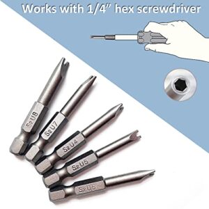 Spanner Screwdriver Bits 5in1 Set U4 U5 U6 U7 U8, SKZIRI 5PCS U-shaped Screwdriver Bit Magnetic Power Tools 1/4" Hex Shank 1/2inch Length