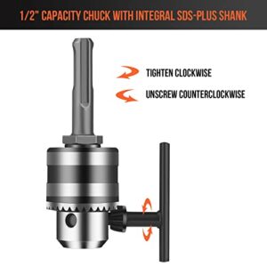 Cordless Rotary Hammer Drill, Bravolu Brushless 21V 1 Inch SDS Plus Hammer Drill with 2 x 1.5Ah Battery and 1/2" Drill Chuck, 2 Modes and Variable-Speed, 360° Adjustable Handle