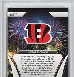 Graded 2021 Panini Prizm Ja'Marr Chase #F11 Fireworks Rookie RC Football Card PSA 10 Gem Mint