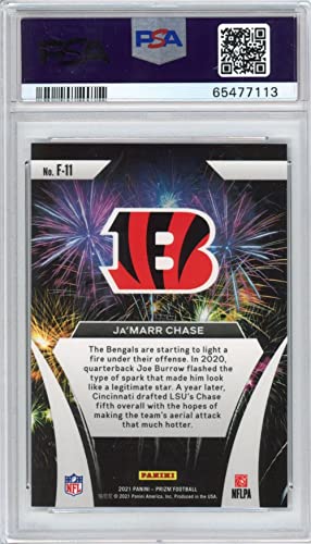 Graded 2021 Panini Prizm Ja'Marr Chase #F11 Fireworks Rookie RC Football Card PSA 10 Gem Mint