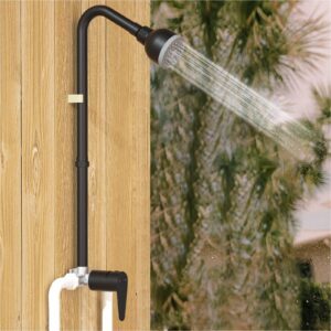 outdoor shower stainless steel exposed shower head kit, environmentally friendly faucet, shower head outdoor backyard poolside beach pool spa for easy installation, matte black