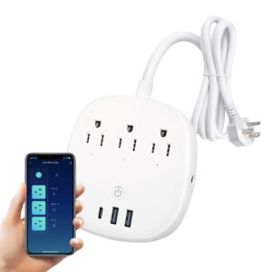 bn-link smart power strip with 30w usb c fast charger, individually controlled surge protector works with alexa google home, desktop charging station with 6 ft extension cord, for home and office