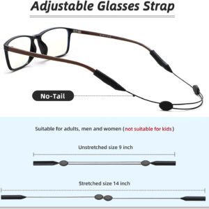 Maitsol Glasses Strap (4 PCS) - No Tail Sunglasses Strap - Adjustable Eyeglasses Strap - Eye Glasses Holder Around Neck, Sports Eyewear Retainer Glasses Strap for Men Women 14Inch（Black）