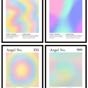 Roxbury Row Aura Poster Aesthetic, Angel Number Poster, Angel Wall Decor, Gradient Painting, Spiritual Posters, Posters & Prints (4 8x10 Unframed Prints, 1239: Intuition, Alignment, Support, Release)