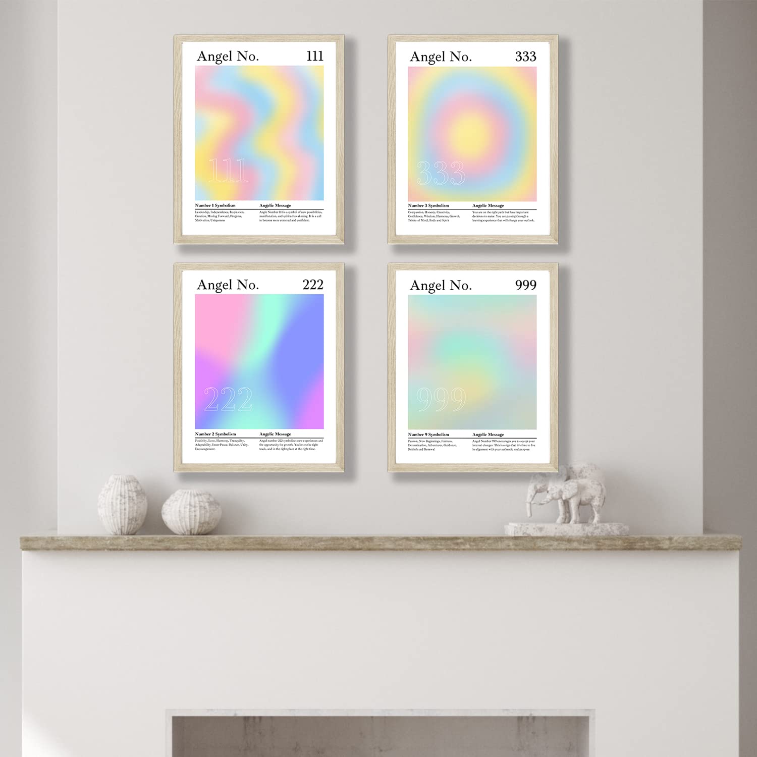 Roxbury Row Aura Poster Aesthetic, Angel Number Poster, Angel Wall Decor, Gradient Painting, Spiritual Posters, Posters & Prints (4 8x10 Unframed Prints, 1239: Intuition, Alignment, Support, Release)