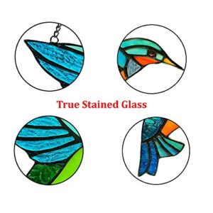2 Pack Hummingbird Stained Glass Birds Window Hangings, Stained Glass Decorations,Bird Suncatcher for Window Decor Hummingbird Gifts for Mom,Bird Lovers