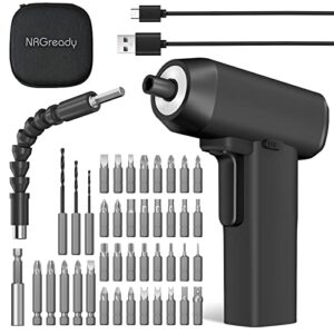 electric screwdriver cordless, 3.6v cordless electric screwdriver with 42pcs screwdriver bits, usb-c charging & led light, 1500mah li-ion and storage bag, power screwdriver for home and professional