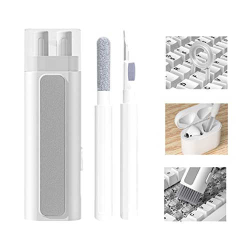 Cleaning Soft Brush Keyboard Cleaner 6-in-1, Multi-Function Computer Cleaning Tools Kit for Bluetooth Earphones and Laptop, Camera Lens (White)