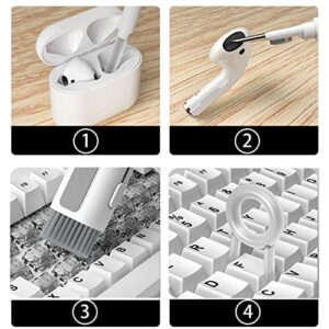 Cleaning Soft Brush Keyboard Cleaner 6-in-1, Multi-Function Computer Cleaning Tools Kit for Bluetooth Earphones and Laptop, Camera Lens (White)