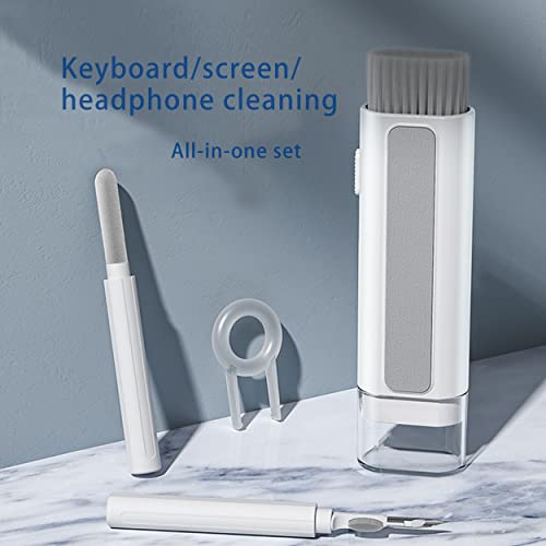 Cleaning Soft Brush Keyboard Cleaner 6-in-1, Multi-Function Computer Cleaning Tools Kit for Bluetooth Earphones and Laptop, Camera Lens (White)