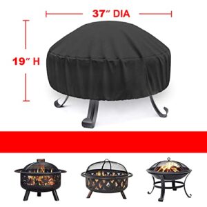 Firepit Cover Round,Waterproof Outdoor Fire Pit Covers 36inch ,Fireplace Cover Heavy Duty fire Place Cover with PVC Coating