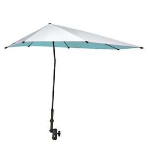prospo adjustable beach umbrella with universal clamp, portable upf 50+ uv protection umbrella for chair, wheelchair, golf cart, stroller, bleacher, patio