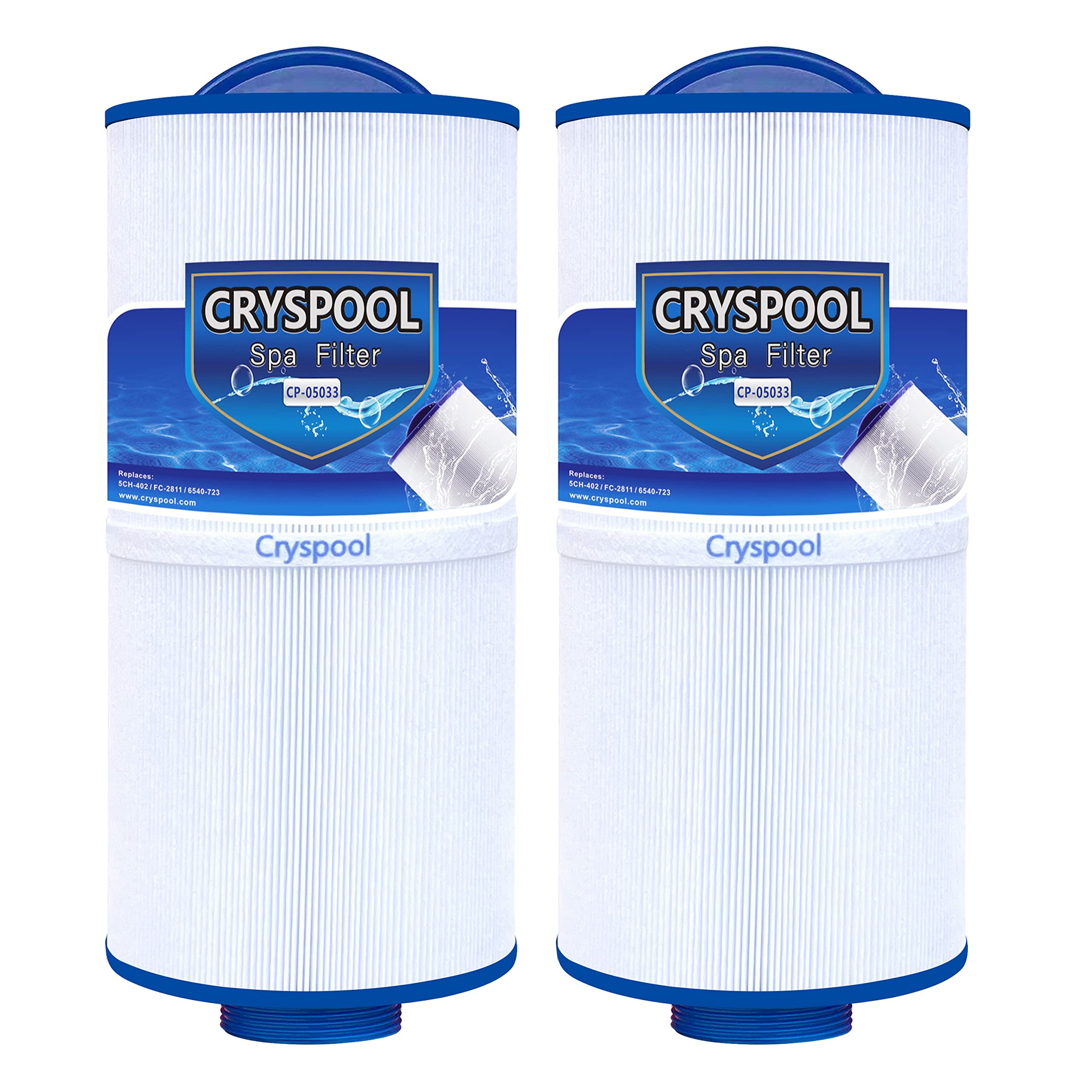 Cryspool 2" MPT-Thread Spa Filter Compatible with Tuff spa Filter, Del Sol Spas, Sundance Spas 6540-723,5CH-402, FC-2811, South Pacific Spas 40 sq.ft hot tub Filter, 2 Pack