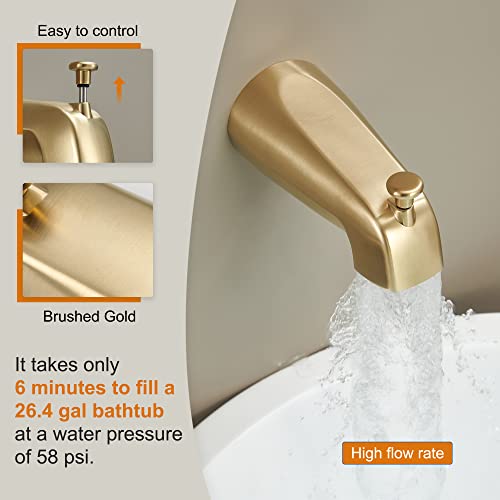 Holispa Gold Tub Shower Faucet, Shower Faucet Set with 8-Inch Rainfall Shower Head and Tub Spout, Shower Tub Faucet Set Complete (Included Shower Valve), Tub Shower Trim Kit, Brushed Gold