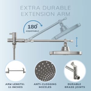 Veken 12” Taupe & Brushed Nickle Rainfall Shower head with handheld, High Pressure shower head with 70'' hose, Shower, Rain Shower Head, Combo Showerheads