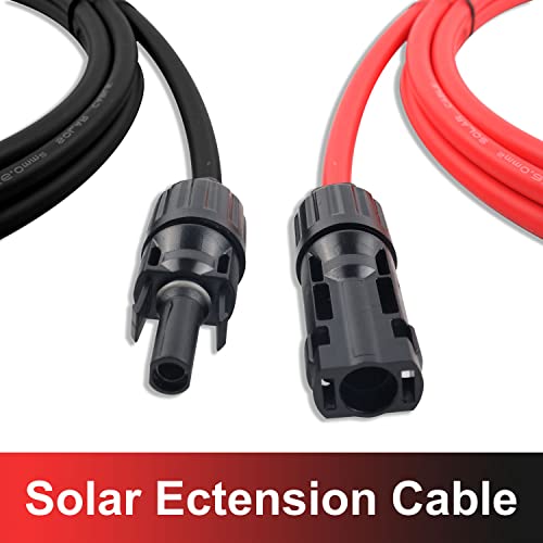 SGANGCAR Solar Extension Cable 10 Feet 10AWG Solar Panel Cable MC4 Extension Cable with Pair of Connectors and Adaptor Kit Tools (10FT Red + 10FT Black)