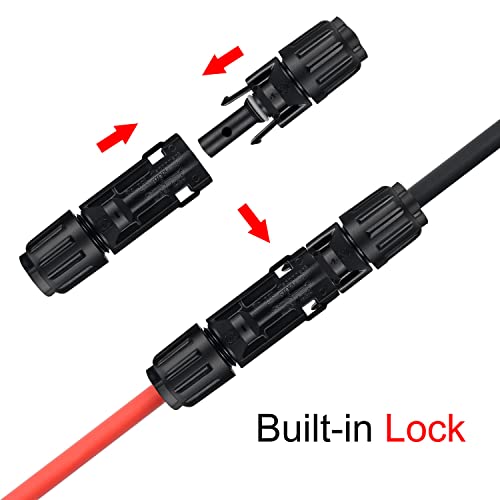SGANGCAR Solar Extension Cable 10 Feet 10AWG Solar Panel Cable MC4 Extension Cable with Pair of Connectors and Adaptor Kit Tools (10FT Red + 10FT Black)