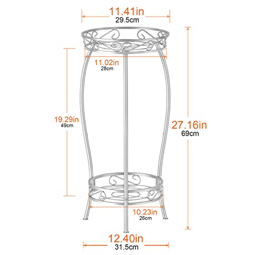 Skycarper Tall Metal Plant Stand 2 Tier Flower Pot Rack Organizer Indoor Outdoor Multiple Holder,Silver