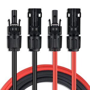 solar extension cable sgangcar one pair(20 feet 10awg) solar panel cable with female and male connectors(20ft red + 20ft black)