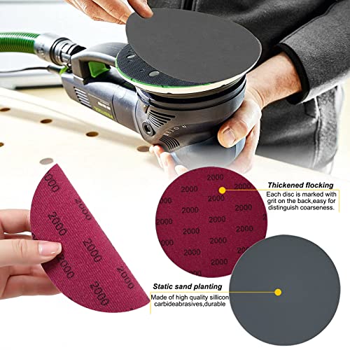 DAKLM 5 Inch Wet Dry Sandpaper, 30 PCS Assorted Grit Sanding Disc (800/1000/1500/2000/3000/5000) Premium Silicon Carbide Hook and Loop Sandpaper for Wood Metal Polishing and Sanding