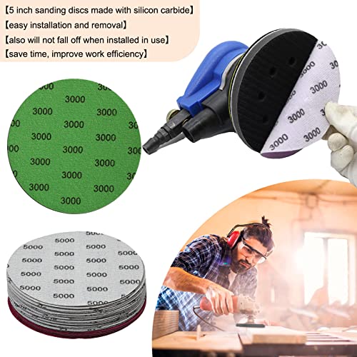 DAKLM 5 Inch Wet Dry Sandpaper, 30 PCS Assorted Grit Sanding Disc (800/1000/1500/2000/3000/5000) Premium Silicon Carbide Hook and Loop Sandpaper for Wood Metal Polishing and Sanding