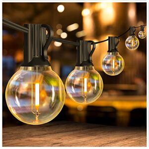 dalattin outdoor string lights g40 50ft globe patio lights waterproof shatterproof, with 25 vintage led edison bulbs warm white string lights for outside porch backyard connectable hanging lights