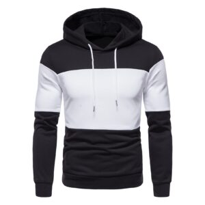 maiyifu-gj men's color block athletic hoodies long sleeve patchwork hooded sweatshirts stripe contrast color pullover hoodie (white,small)