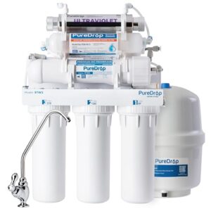 puredrop rtw5ak-uv reverse osmosis water filter system with alkaline remineralization & uv filter, 7-stage ro water filter system, under sink water filtration system plus extra 3 filters, 50 gpd