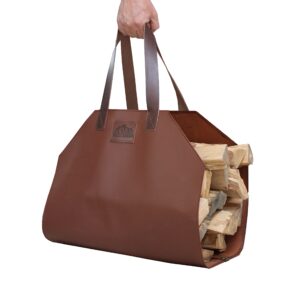 andean leather - leather firewood carrier, log carrier for firewood, firewood bag