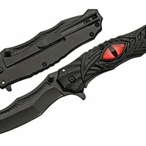 SZCO 8” Dragon’s Eye Liner Lock Assisted Open EDC Folding Knife With Pocket Clip, Black (3005789)